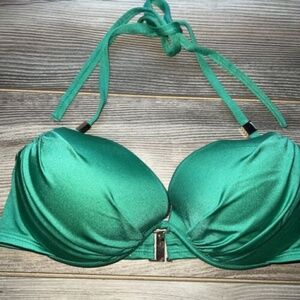 Victoria's Secret 34D The Tease Halter Bikini Swim Top Emerald Green